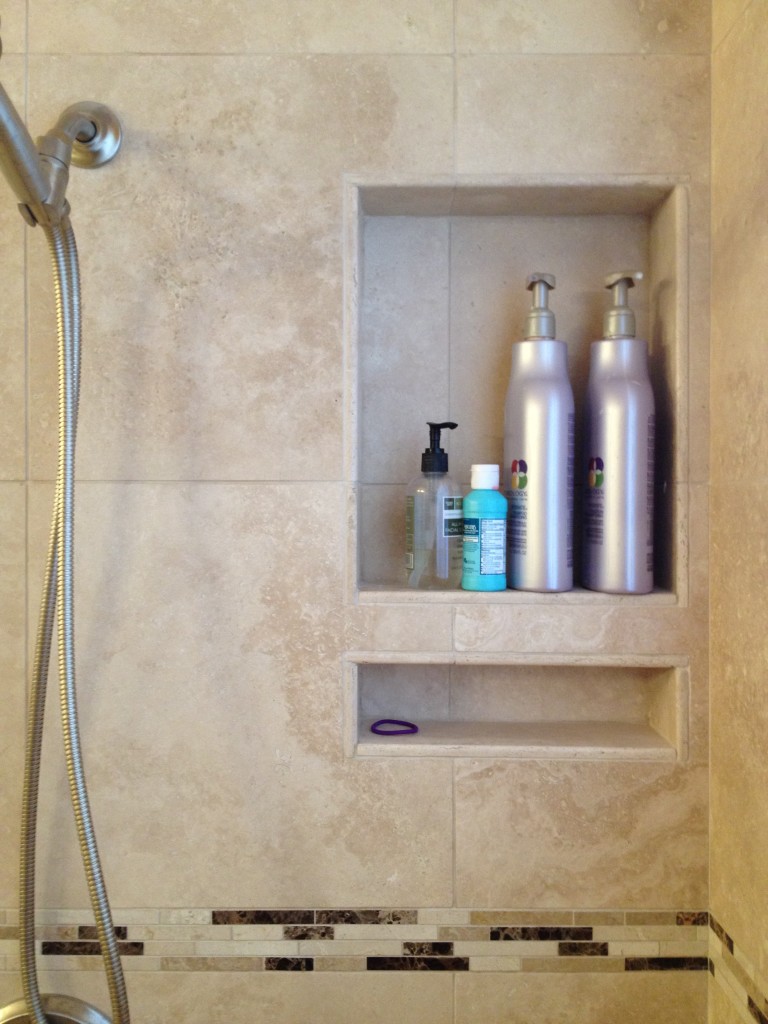 Travertine Custom Shower Bathroom Remodeling in Austin Tx by Vintage Modern Design Build