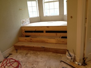 Travertine Custom Shower Bathroom Remodeling in Austin Tx by Vintage Modern Design Build