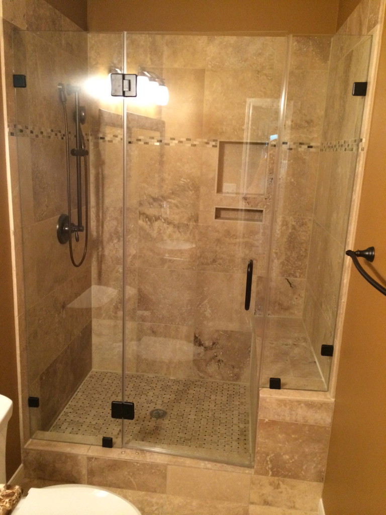 Travertine Custom Shower Bathroom Remodeling in Austin Tx by Vintage Modern Design Build
