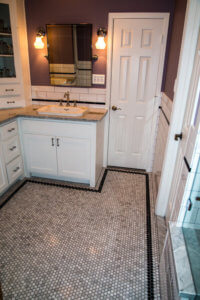 Carrara Marble Hex / Subway Tile Victorian Bathroom Remodel - Austin Tx by Vintage Modern Design Build