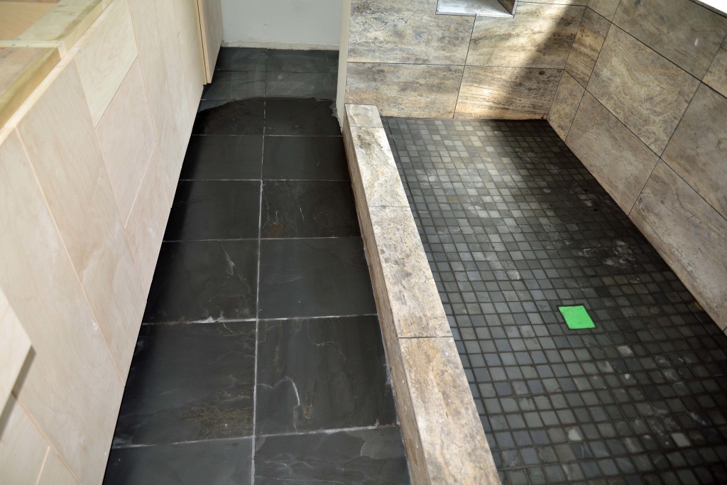 Walk in Shower bathroom remodel by Vintage Modern Design Build Austin Tx