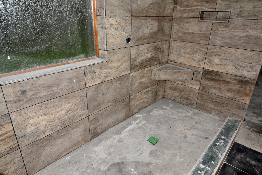 Walk in Shower bathroom remodel by Vintage Modern Design Build Austin Tx