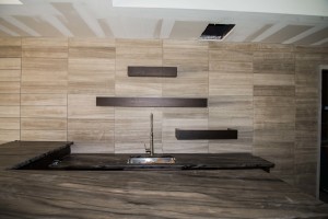 Custom Walnut Bar w mid century modern theme by Vintage Modern Design Build
