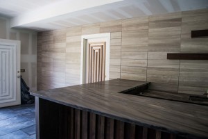 Custom Walnut Bar w mid century modern theme by Vintage Modern Design Build