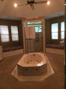 80sf Travertine Walk in Shower Austin Tx - Before
