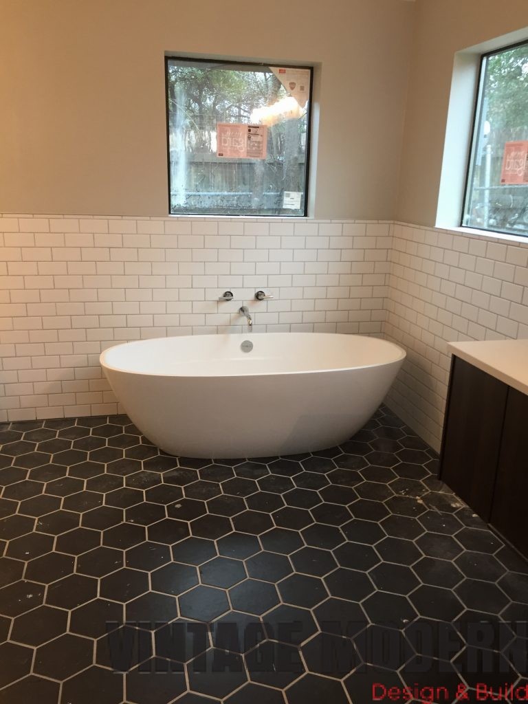 this modern bathroom remodeling project in austin tx done by vintage modern design build