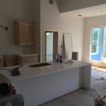 Waterfall countertop shaker cabinets remodeling contractor