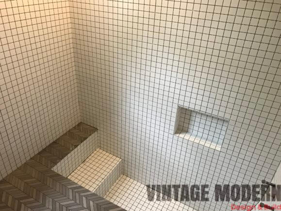Sunken Mosaic Tile Shower Bathroom Remodeling contractor Austin Tx