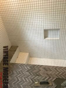 Limestone Mosaic Bathroom Remodeling Project in Austin Tx