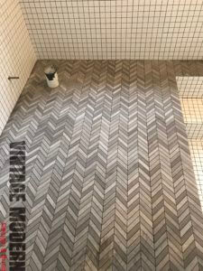 Tile Limestone Roman Tub bathroom Remodeling Project Austin tx