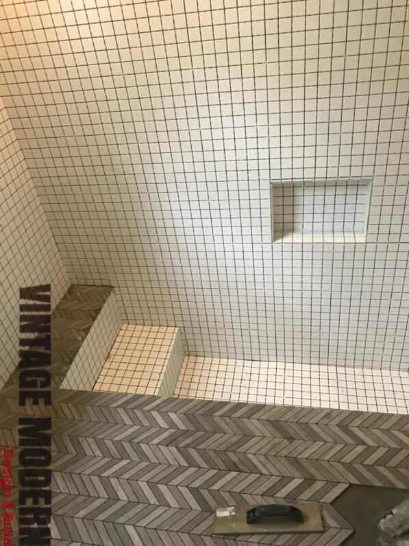 Limestone Mosaic Bathroom Remodeling contractor in Austin Tx