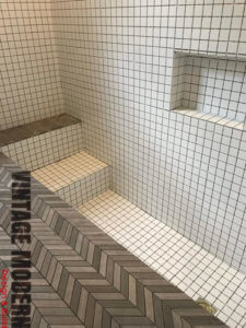 Sunken Mosaic Tile Shower Bathroom Remodeling Project Austin Tx