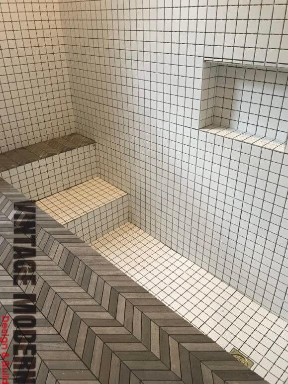 Sunken Mosaic Tile Shower Bathroom Remodeling contractor Austin Tx