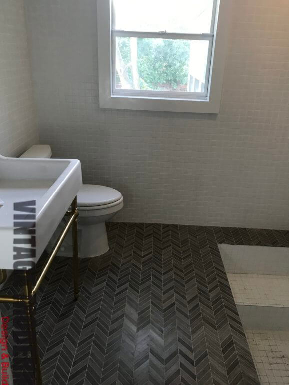 Mid Century Modern Sunken Shower Bathroom remodeling contractor austin TX