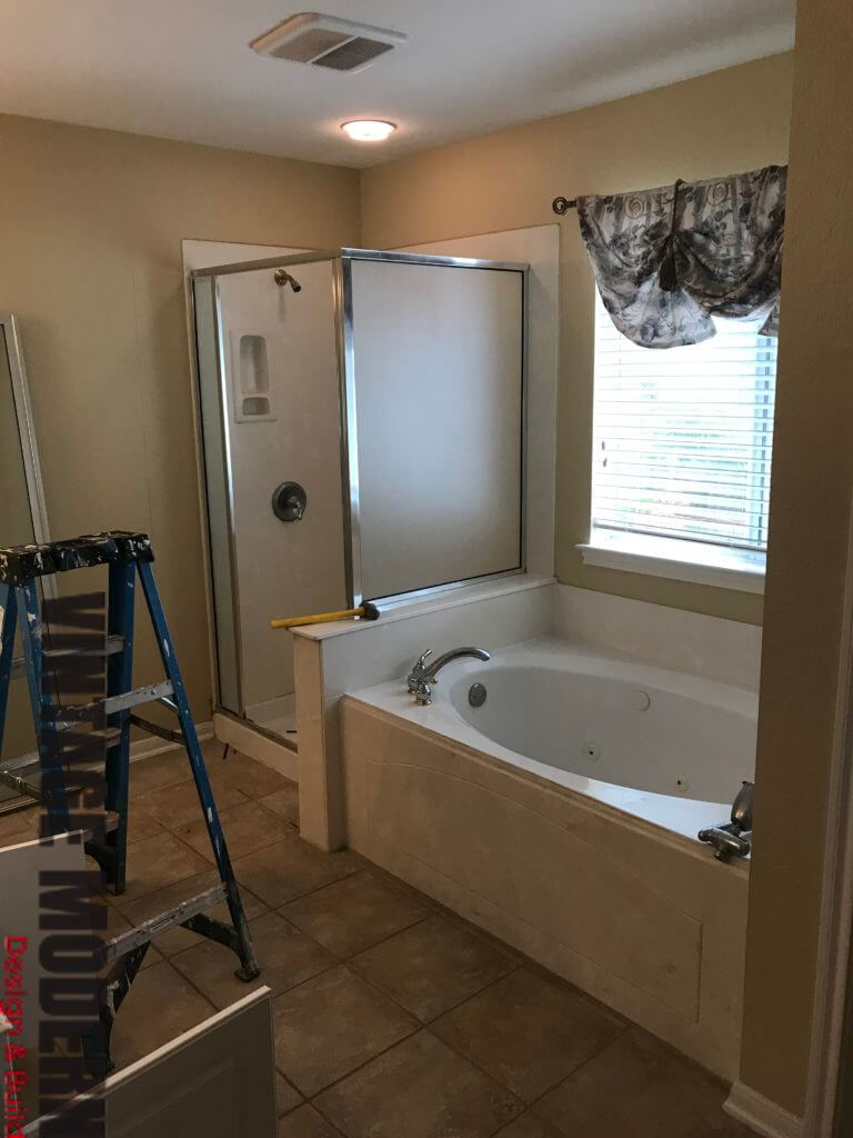 minimalist modern transitional bathroom remodeling austin before