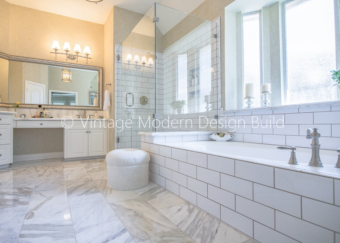 Calacatta Gold Marble Bathroom Austin TX Vintage Modern Design & Build In Austin Texas