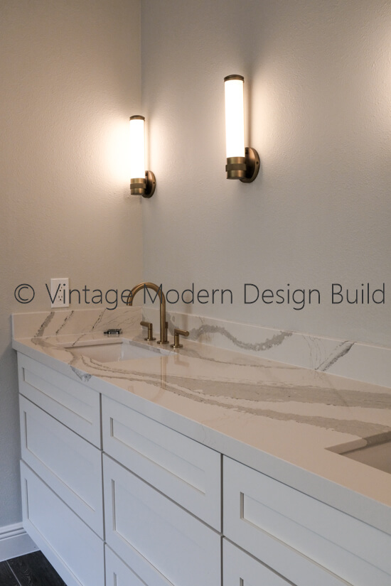 Minimalist Modern Calacatta Gold Marble Bathroom Remodeling Austin / Lakeway TX