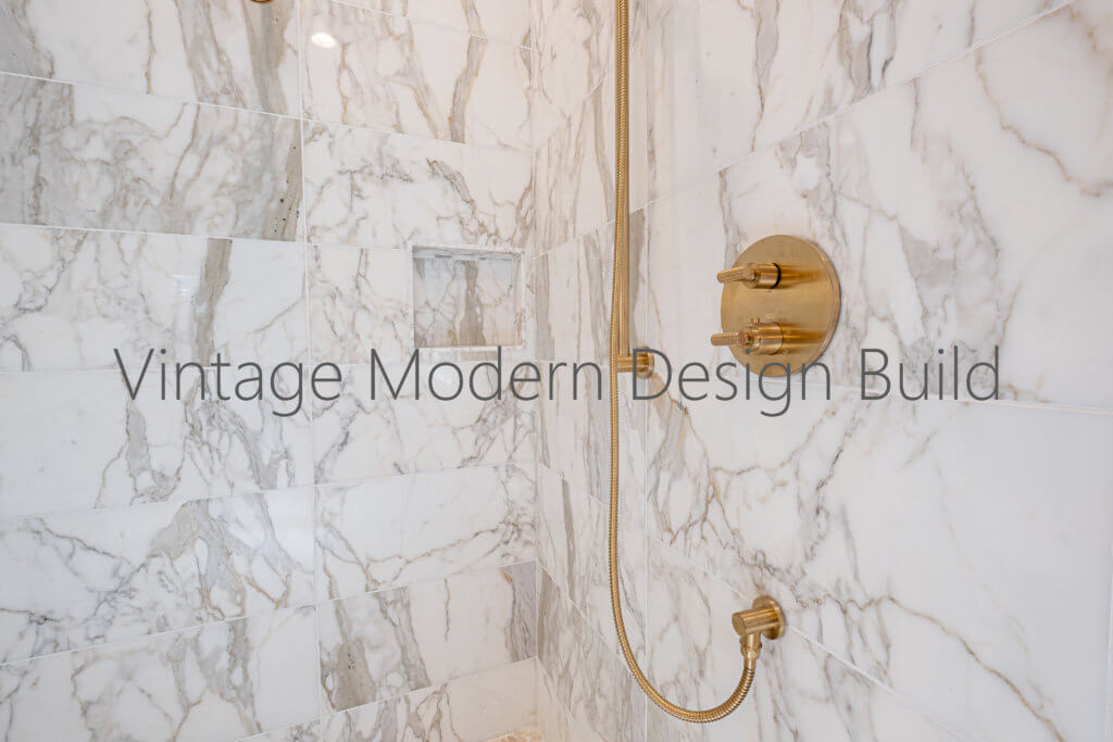 Minimalist Modern Calacatta Gold Marble Bathroom Remodeling Austin / Lakeway TX