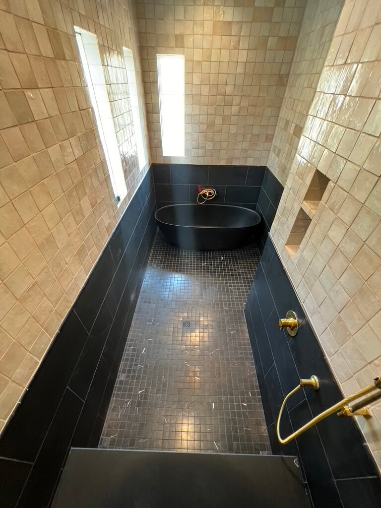 Walk in shower bathroom remodeling project in Austin TX by Vintage Modern - Kitchen & Bathroom Remodeling Contractor in Austin TX