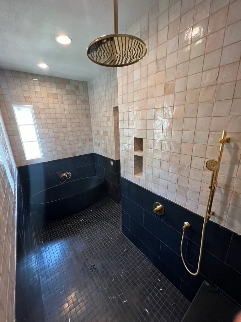 Walk in shower bathroom remodeling project in Austin TX by Vintage Modern - Kitchen & Bathroom Remodeling Contractor in Austin TX