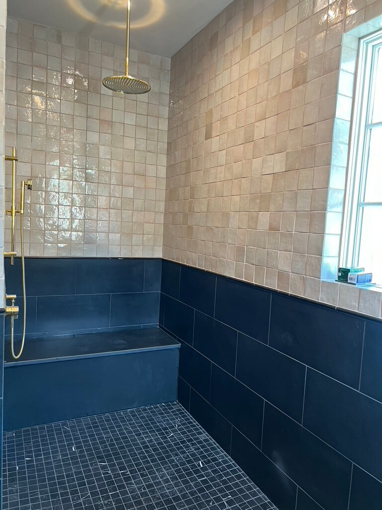 Walk in shower bathroom remodeling project in Austin TX by Vintage Modern - Kitchen & Bathroom Remodeling Contractor in Austin TX