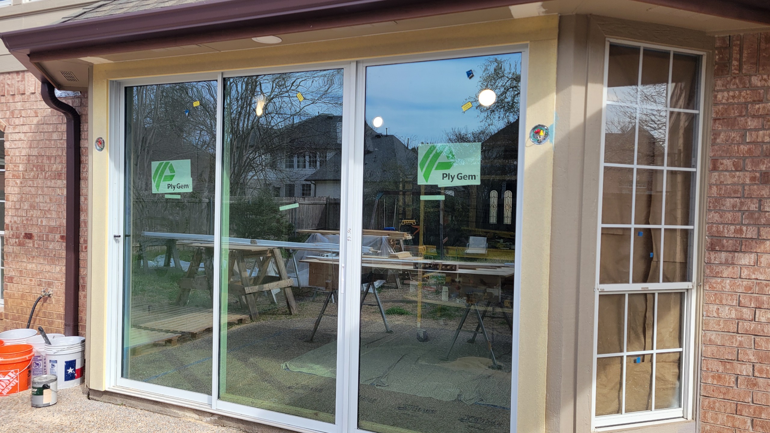 Picture window to slider door conversion Remodel Austin TX