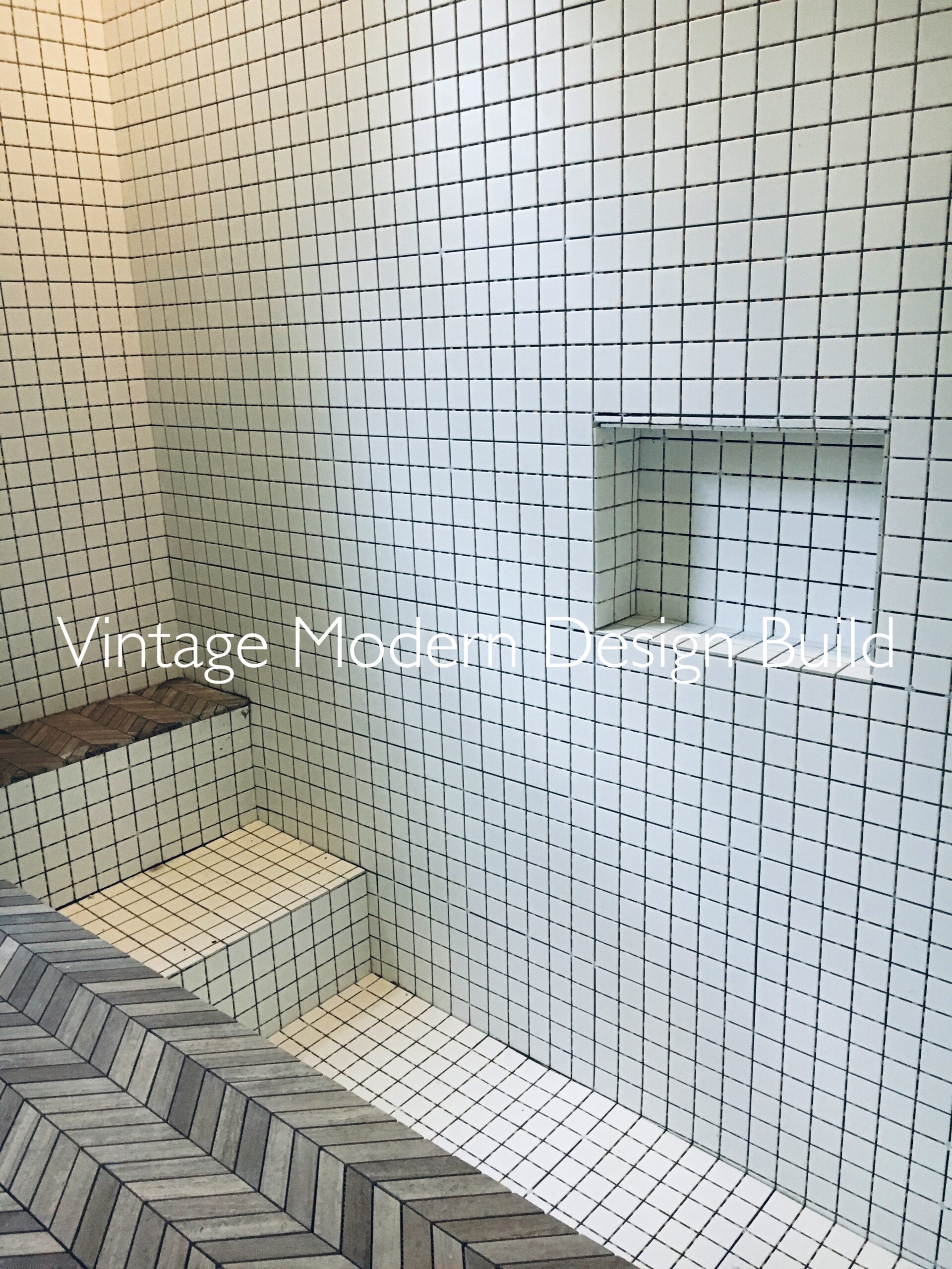 Sunken Shower Mosaic Bathroom Remodeling Project Austin TX / Zilker Park